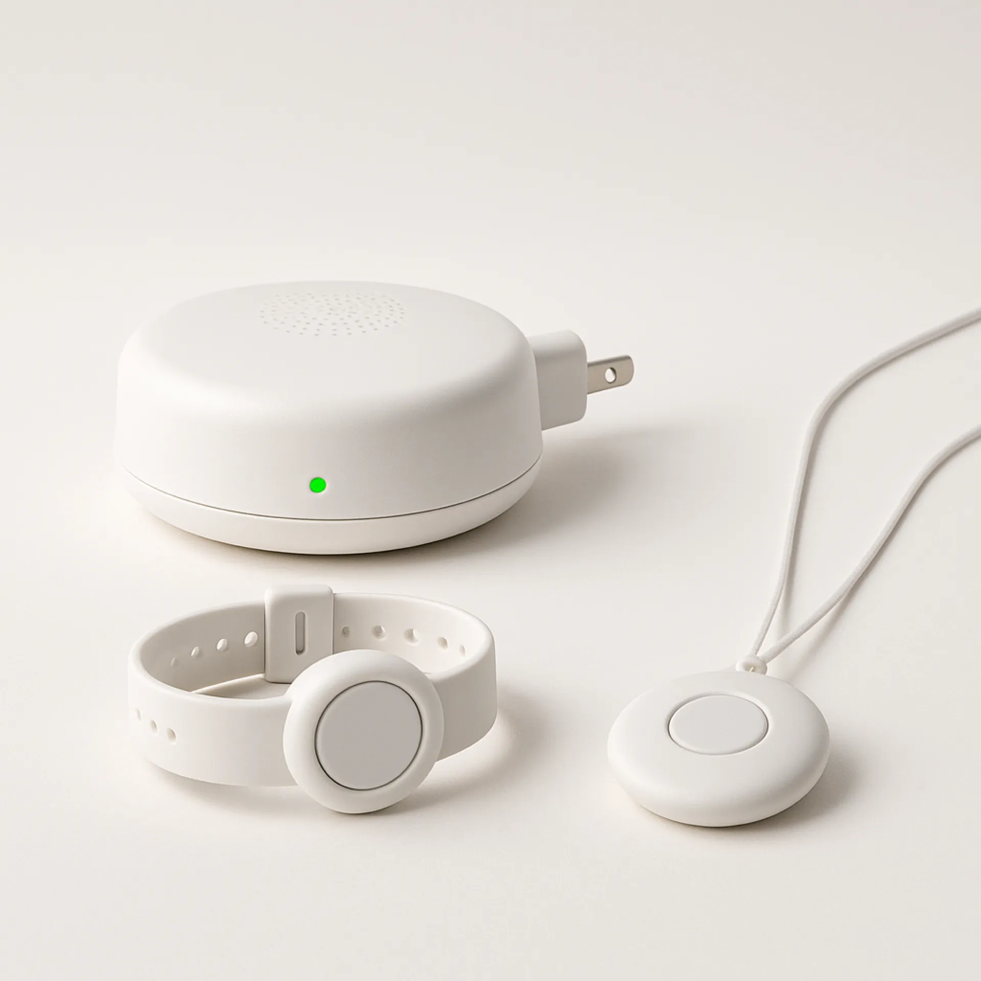 Senior Safe Set A — base station, wristband and pendant